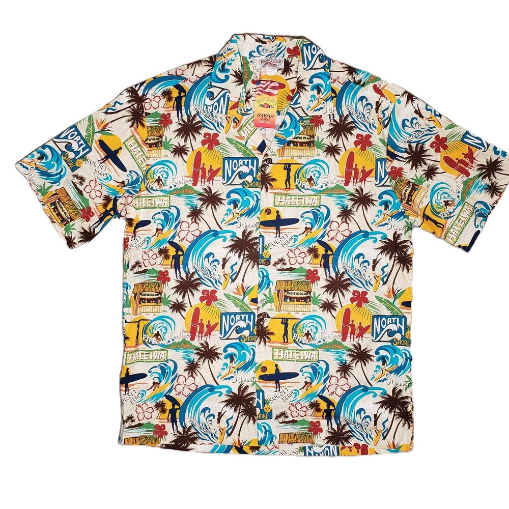 New! Pacific Legend Mens Endless Summer‎ Hawaiian Aloha Shirt Mens Large Surfing